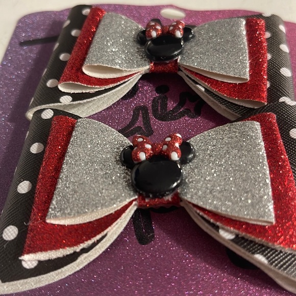 Tutu Girl Magic Minnie Mouse Silver Hair-bow 1pc - Picture 2 of 2